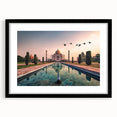 Extra large abstract art print featuring a colorful, textured depiction of an Indian landscape on a black framed canvas.