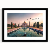 Extra large abstract art print featuring a colorful, textured depiction of an Indian landscape on a black framed canvas.