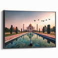 Black and white framed canvas of a vintage Indian landscape, ideal for bedroom wall art.