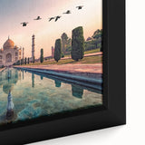 Extra large framed canvas of a textured, colorful Indian scenery in black, ideal for living room decor.