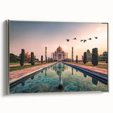 Landscape art painting of an Indian scenery in vibrant colors on a framed canvas, ideal for living room decor.