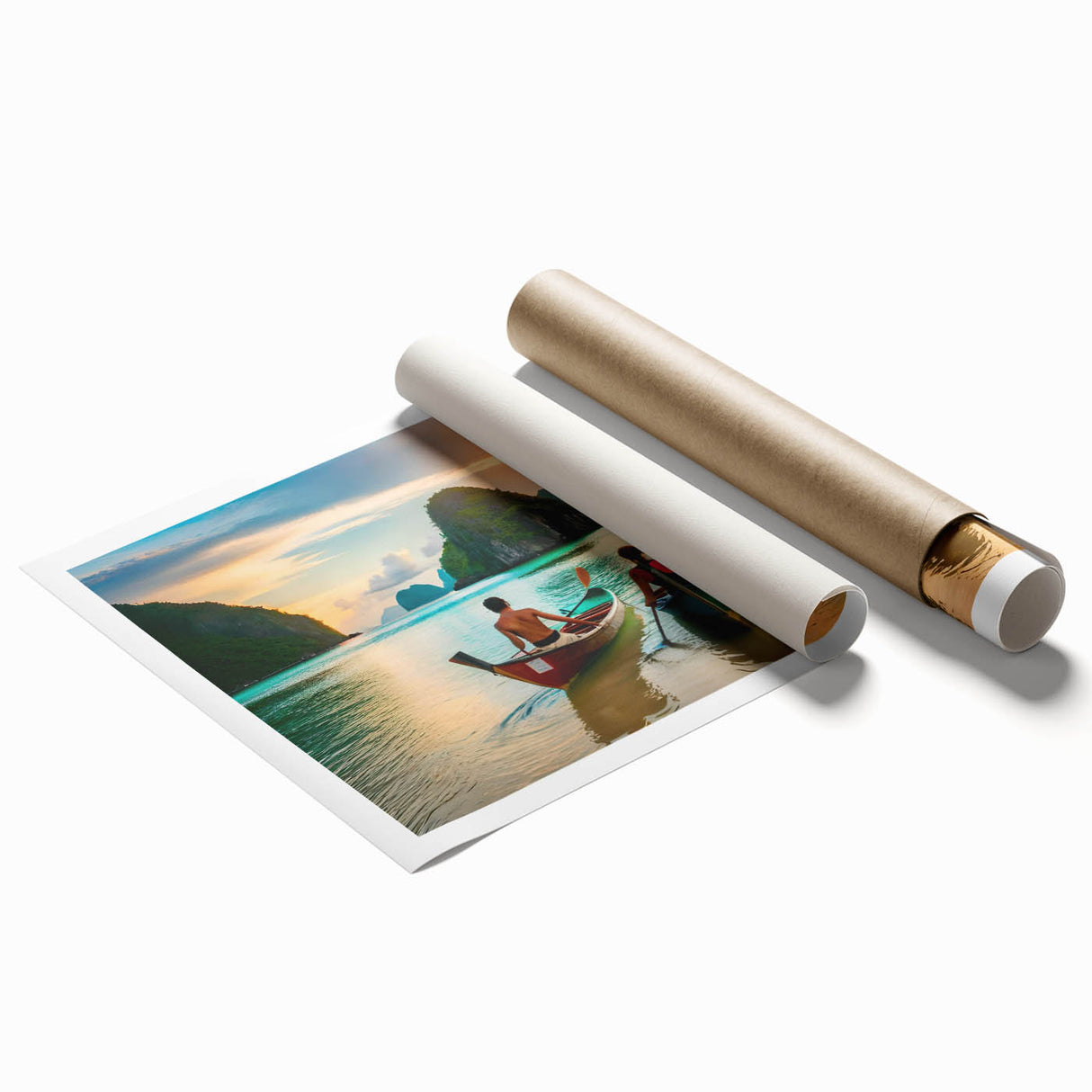 Extra large rolled print featuring a serene Philippine landscape with lush florals in soft green and blue tones.
