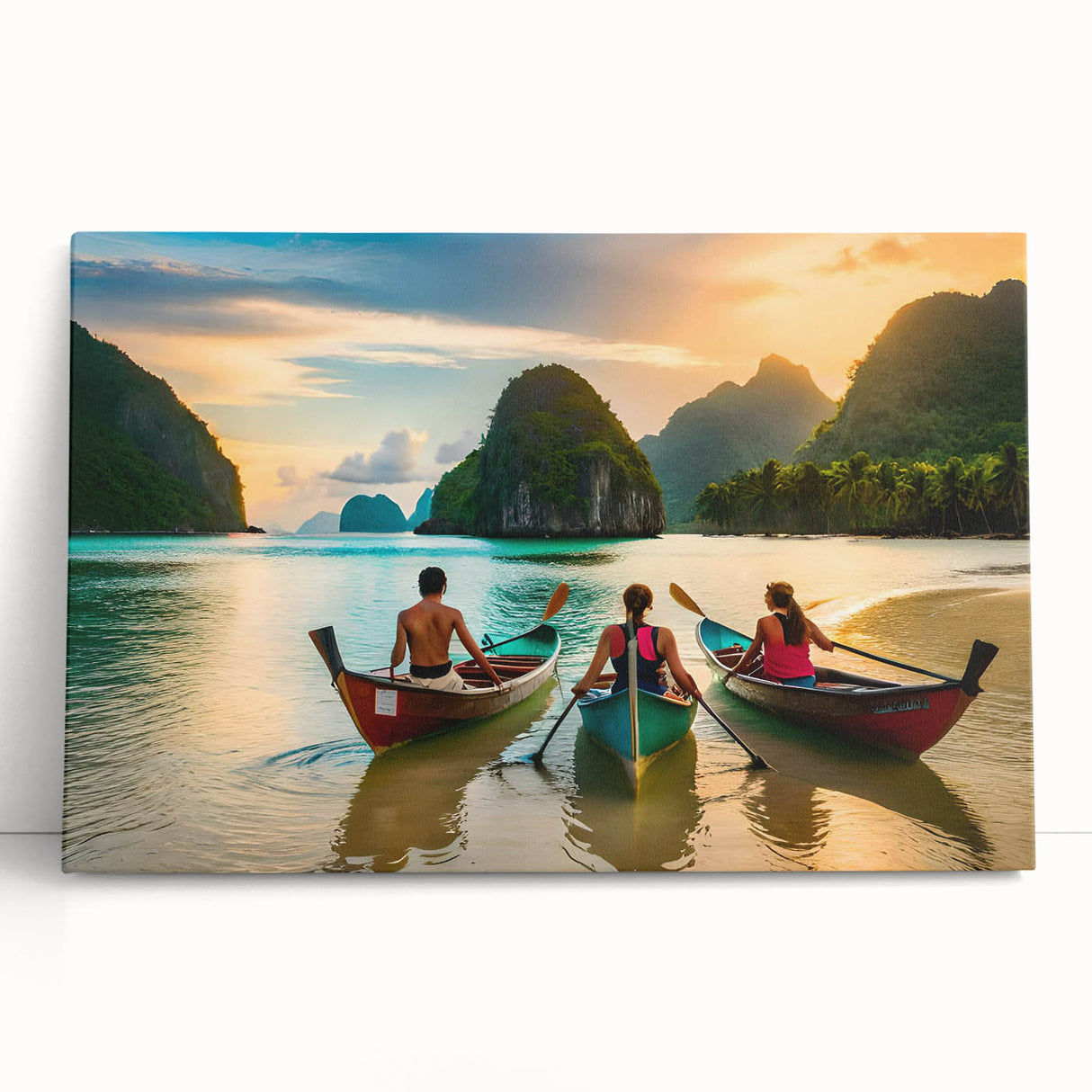 Black and white large art on stretched canvas depicting a serene Philippine landscape.