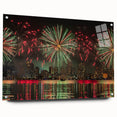 Large abstract wall art of Perth skyline in muted blue and gray tones on acrylic glass.