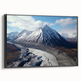 Black and white landscape art painting of Yukon scenery on framed canvas, ideal for bedroom wall decor.