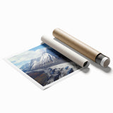Extra large rolled print of Yukon scenery with pastel floral designs, suitable for classy bathroom wall art.