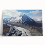 Black and white photograph of Yukon scenery on stretched canvas, ideal for kitchen wall art or bedroom decor.