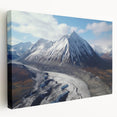 Scenic Yukon landscape on stretched canvas, featuring muted earth tones, ideal for kitchen wall art.