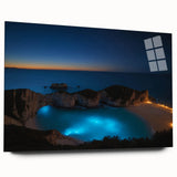 Large abstract wall art depicting a Caribbean beach scene on acrylic glass, ideal for bedroom or dining room decor.