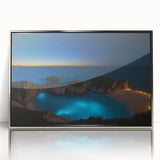 Mid-century modernist style large art print featuring a serene Puerto Rican seascape.