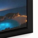 Extra large framed canvas featuring a textured depiction of a Caribbean scenery in vibrant, colorful art tones.