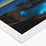 Art deco poster of a Puerto Rican coastline in muted pastels on rolled canvas, suitable for dining room decor.