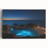 Black and white stretched canvas of a serene Puerto Rican coastline, ideal for kitchen wall art.