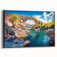 Black and white landscape art painting of Albania on framed canvas, suitable for bedroom wall decor.
