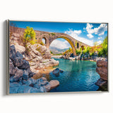 Landscape art painting of a European scenery on framed canvas.