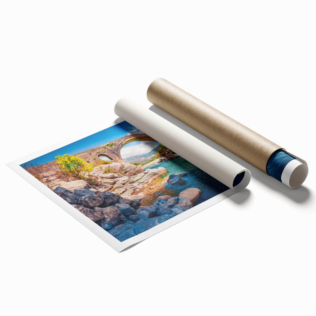 Extra large rolled print of a floral scene in Albania, featuring soft pastel colors, perfect for classy bathroom wall art.