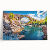 Black and white stretched canvas of a European Albanian scenery, ideal for kitchen wall art.