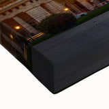 Large art of a black and white landscape painting of European scenery on stretched canvas, ideal for bedroom wall decor.