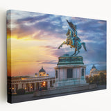 Large art depicting a scenic European landscape in muted earth tones on stretched canvas, ideal for kitchen wall decor.