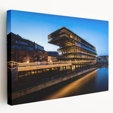 European Belgium landscape on large stretched canvas, featuring muted earth tones, ideal for kitchen wall decor.