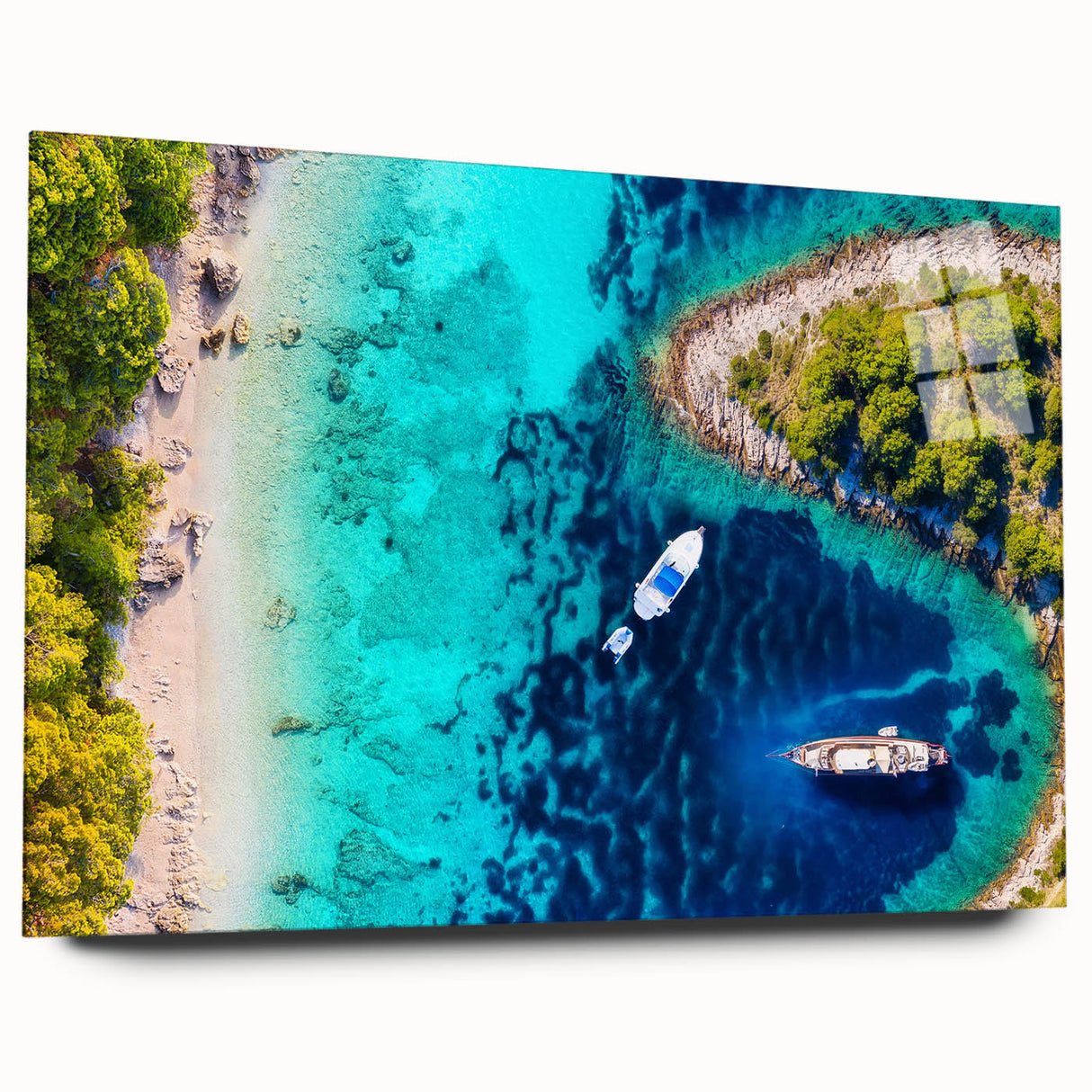 Acrylic print of a Croatian landscape in muted earth tones, ideal for bedroom or dining room art.