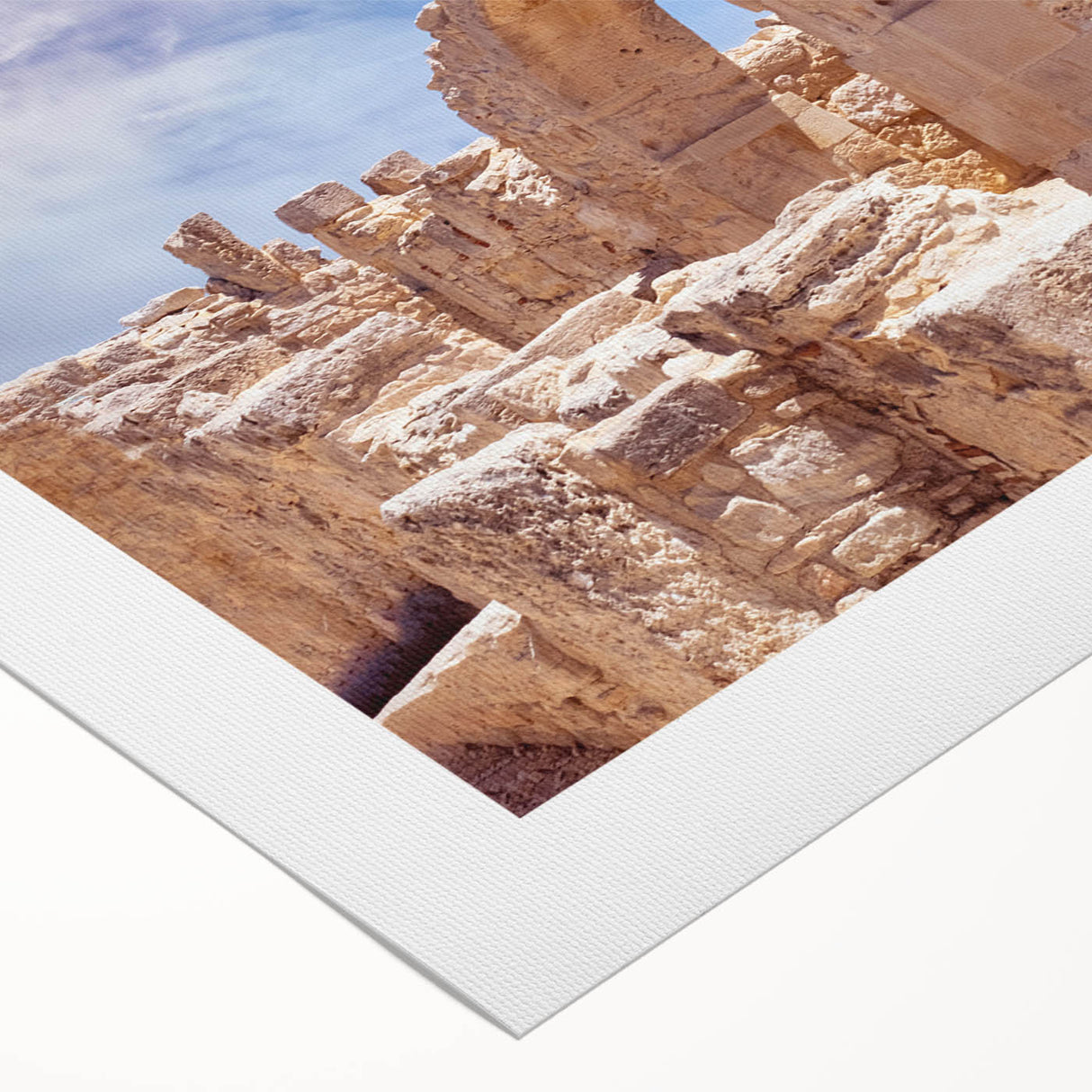 Art deco poster featuring a European Cyprus landscape in muted earth tones on rolled canvas, suitable for dining room decor.