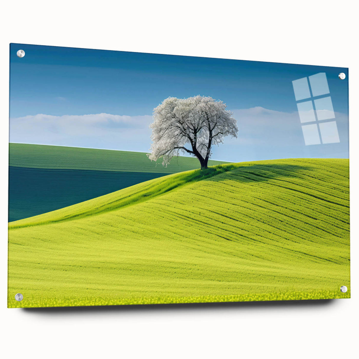 Acrylic print of a Czech Republic landscape in muted earth tones, ideal for dining room decor.