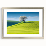 Extra large abstract art print of a textured Czech Republic scenery in muted earth tones, framed in silver.