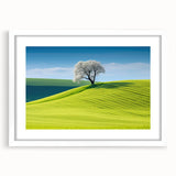 Textured art print of a Czech Republic scenery, in muted earth tones on a white-framed mat, suitable for bedroom decor.