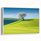 Vintage poster art of a European scenery on a large framed canvas.