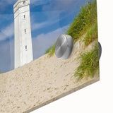 Large abstract wall art depicting a European scenery in muted earth tones on acrylic glass, ideal for dining room art.