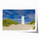 Rolled print of a Danish landscape with muted green and earth tones, suitable for dining room wall art.