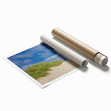 Extra large rolled print of a Danish landscape with vibrant floral elements, ideal for classy bathroom wall art.