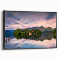 Black and white landscape art painting of Cumbria, England on framed canvas, ideal for bedroom wall decor.