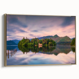 Framed canvas wall art depicting a vintage-style landscape of Cumbria, England in muted earth tones, ideal for bedroom decor.