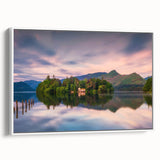 Vintage poster art of Cumbria, England, on extra large framed canvas with vibrant colors, ideal for living room decor.