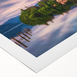 Art deco poster depicting the Cumbria landscape in muted earth tones on rolled canvas, suitable for dining room wall art.