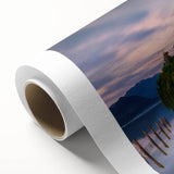 Art Deco poster of Cumbria landscape in muted green and blue tones on rolled canvas, suitable for nursery wall art.