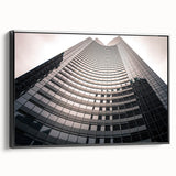 Black and white wall art featuring a vintage poster-style landscape of London on framed canvas, suitable for bedroom decor.