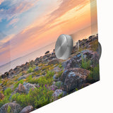 Large abstract wall art depicting a European Estonian scenery in muted earth tones on acrylic glass.