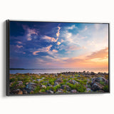 Black and white framed canvas of a vintage European landscape, ideal for bedroom wall decor.