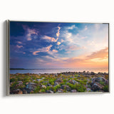 Landscape art painting of a European scenery in Estonia on framed canvas, with muted earth tones.