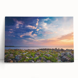 Black and white stretched canvas of a European cityscape, ideal for kitchen wall art.