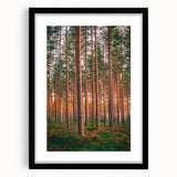 Abstract art print featuring a textured, colorful depiction of a European scenery in a black frame.