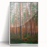 Mid-century modernist art depicting a serene Finnish landscape in muted earth tones on a framed acrylic.