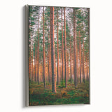 Framed canvas featuring a vintage-style landscape painting of a Finnish scenery with colorful art and black accents.