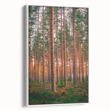 Vintage poster art of a Finnish landscape on framed canvas, featuring vibrant colors against a black background.