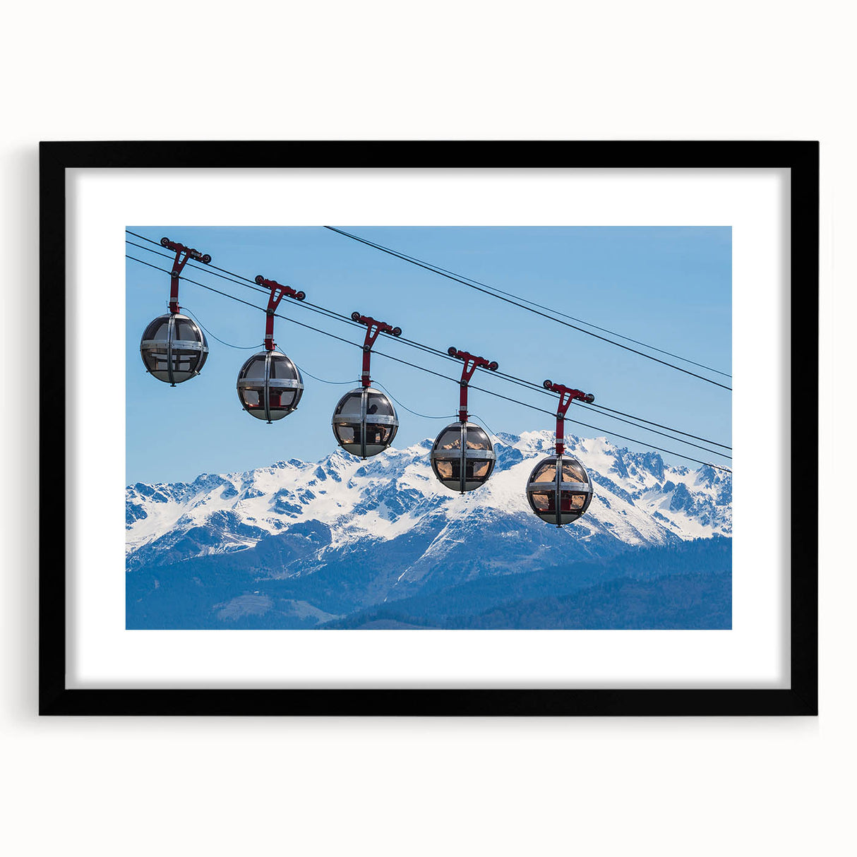 Colorful abstract art print of the French Alps in vibrant hues on a textured, extra large canvas.