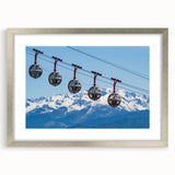Extra large textured abstract art print of the French Alps in silver frame, ideal for living room decor.