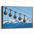 Black and white wall art of the French Alps on framed canvas, ideal for bedroom decor.